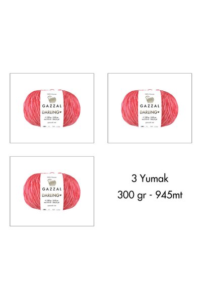 Gazzal Darling 558 100% Viskon El Örgü İpliği, 3 Yumak, Resmi Satış Mağazası