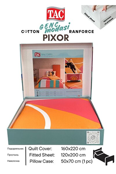 Taç PIXOR Turuncu Ranforce Genc modasi Tek Kişilik Nevresim Takım 160x220