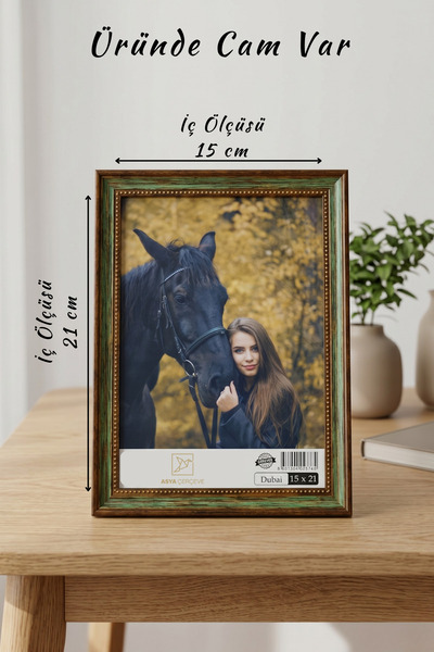 Asya Çerçeve إطار صور أنيق عتيق مقاس 15 × 21 سم مع قاعدة زجاجية وإطار بلاستيك...