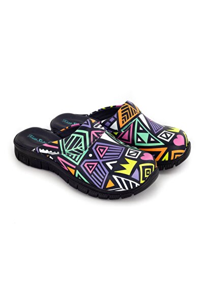 Other ComfortFlex Geometric Women's Medical Clogs, Leather, ST274 Multicolor