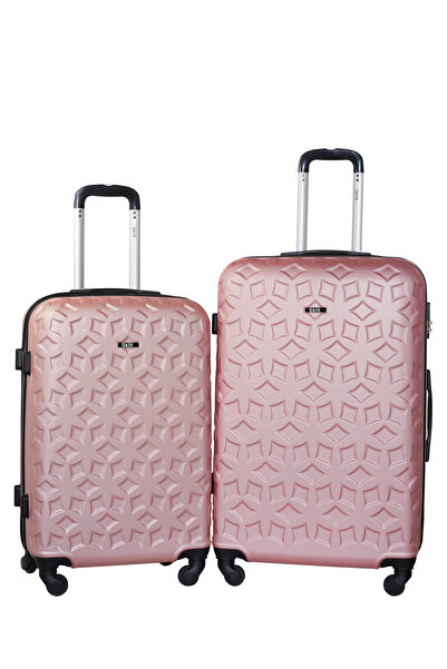 KTMC 2-Piece ABS Luggage Set 24/28 inches Checked Suitcases, KTMC-9191 Rose Gold
