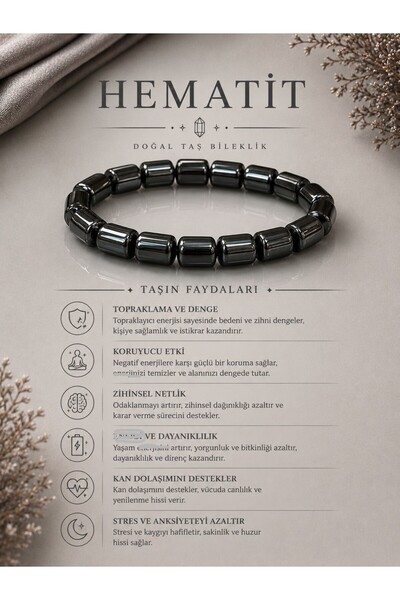 SiyahiDoğaltaş Hematite Natural Stone Bracelet
