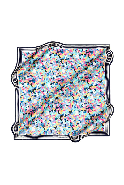 Aker Light Blue 90X90 Silk Crepe Satin Scarf