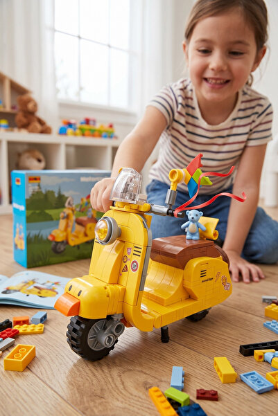 craftivio Classic Yellow Motorcycle Building Set Educational Building Blocks ...