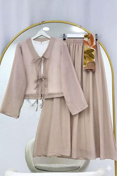 VOLT CLOTHİNG Muslin Textured Tie Skirt Set