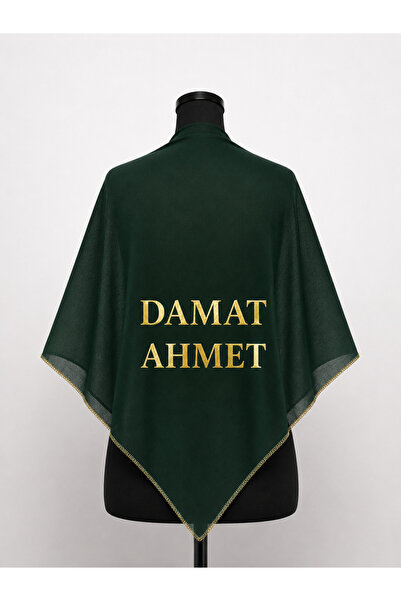 ELYNA İsimli Şifon Damat Omuz Örtüsü Baskılı Gold Yazılı