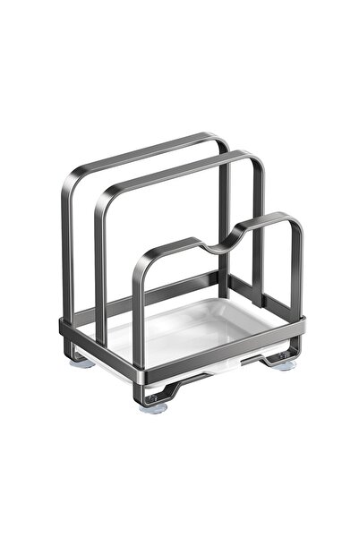 Choice4 Grey 2 Layers Vertical Cutting Board Holder Rustproof Anti-slip Pot L...