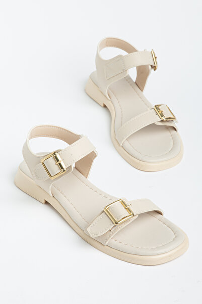 Hale Shoes Women's Single Strap Double Gold Buckle Detailed Daily Comfortable...