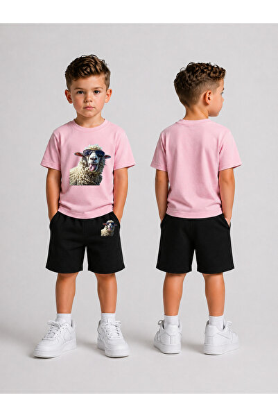 LORVEX Set tricou și pantaloni scurți pentru copii, combinație de vară din bu...