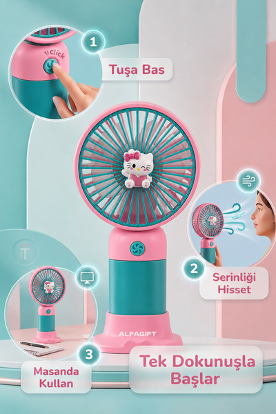 ALFAGİFT USB Şarjlı Mini El Fanı Taşınabilir Sessiz Masaüstü Vantilatör Mini Fan
