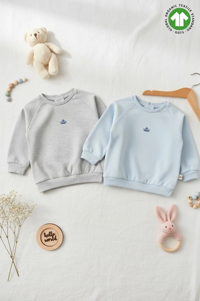 The Nest Kids سويت شيرت كوزي هاربور أورجانيك بيبي مكون من قطعتين