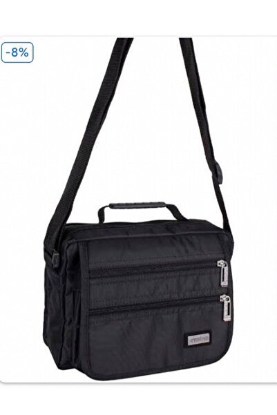 ABAS Men's Black Multi-Compartment Shoulder and Hand Strap Bag