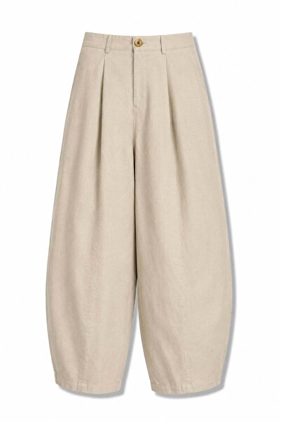 5in1Canpolat Beige Pensli Barrel Pants 1759