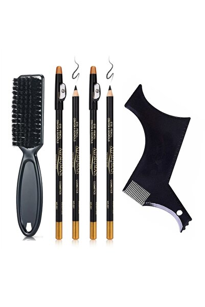Choice1 Black 6pcs Beard Grooming Kit – Beard Shaping Pencils, Beard Brush, S...
