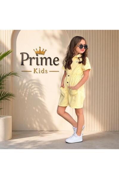 Prıme KIDS KIZ ÇOCUK KALP CEPLİ ŞORTLU TULUM 3-10 YAŞ/ BAYRAMLIK