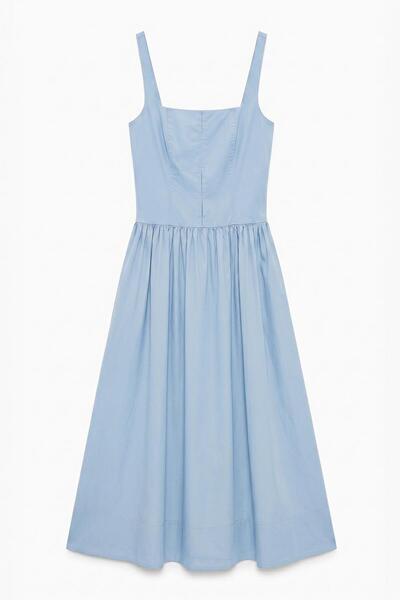 BSL Askılı Cotton Midi Elbise