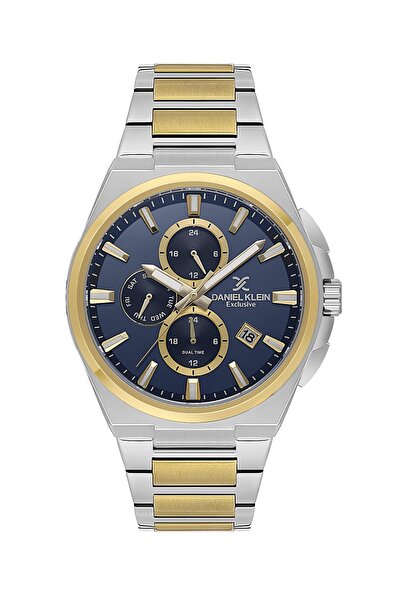 Daniel Klein Dial Navy Blue Band Gold Silver Color 43.5 mm Inner Indicators A...