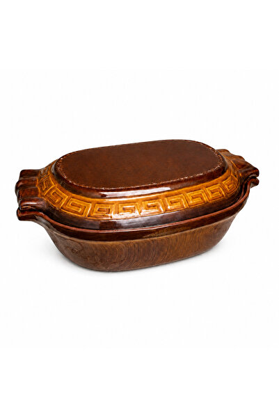 OEM Clay Pot with Lid 5L for Sarmale and Steak – Oval Ceramic Pot for Oven