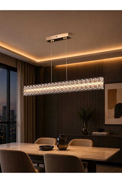 Mihran kristal Yemek Masası Led li Gold Lüks Avize