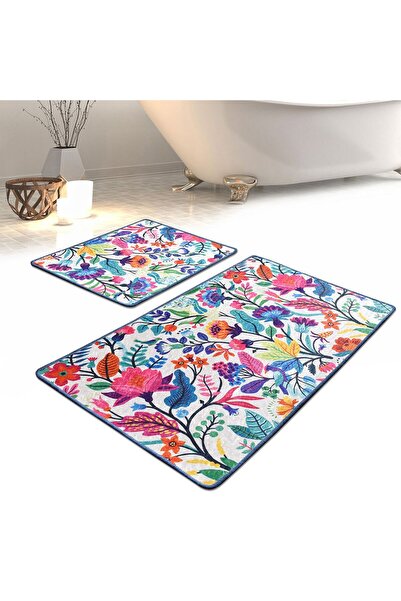FARİKA Bathmat Set (2 Pieces) Non-Slip Underside Bathmat: 50 X 60 Cm (1 Piece...
