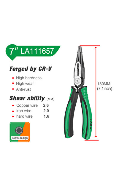 Choice 7inch Needle nose LAOA Cr-V Diagonal Pliers Long Nose Wire Cutter Side...