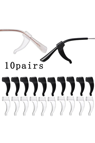 Choice1 black white-20pcs 10/20/30/100pcs Anti-slip Silicone Ear Grip Glasses...