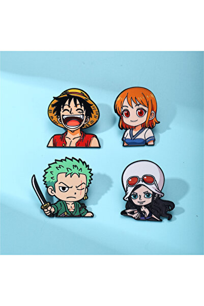 Choice Bandai 4pcs Brooches 4pcs/Set One Piece Anime Enamel Pins Set Brooches...