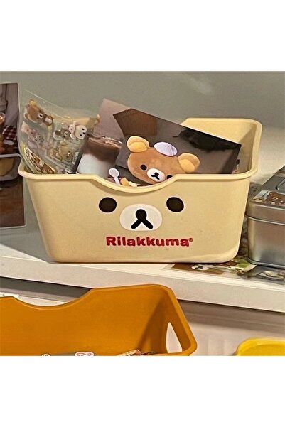 choice2 khaki Rilakkuma Cartoon Storage Basket Multifunctional Kawaii Desktop...
