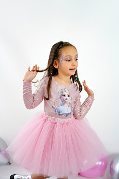 DUCA KIDS Işıltılı Uzun Kollu Bodyli Tütü Kız Çocuk Elbisesi