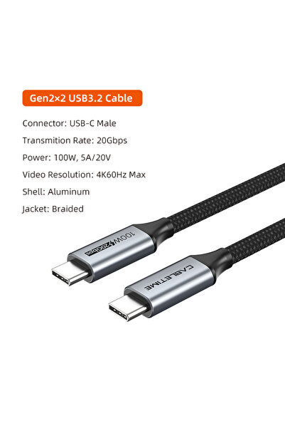 choice2 2m Gen2 20Gbps CABLETIME USB C Cable Gen 2 20Gbps PD100W Fast Chargin...