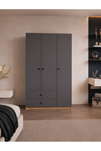 ALONEX HOME SAFİR 3 Kapaklı Çekmeceli Gardırop , Elbise Dolabı, Raflı Dolap, ...