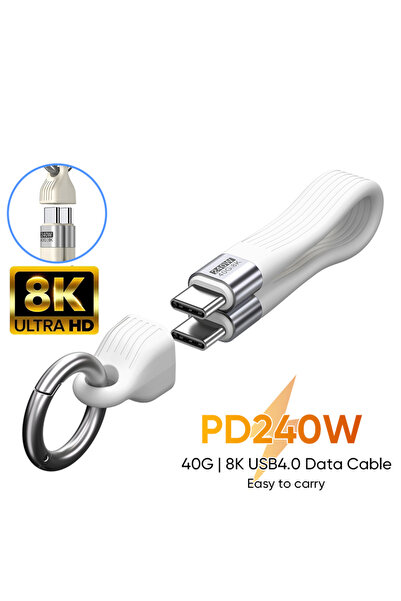 Choice كابل USB-C إلى USB-C أبيض جديد بسرعة 40 جيجابت في الثانية ودقة 8K@60Hz...