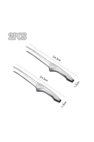 Choice3 silver 2PCS Food Tongs Stainless Steel Food Chief Tongs BBQ Tweezer C...