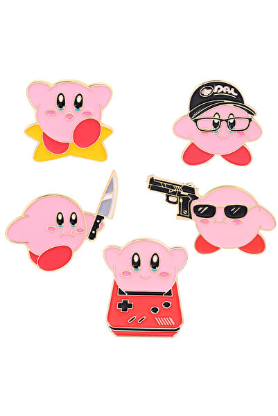 Choice1 Bandai 5pcs 4/5/9Pcs Funny Game Kirby Pink Enamel Pins Cute Metal Mag...