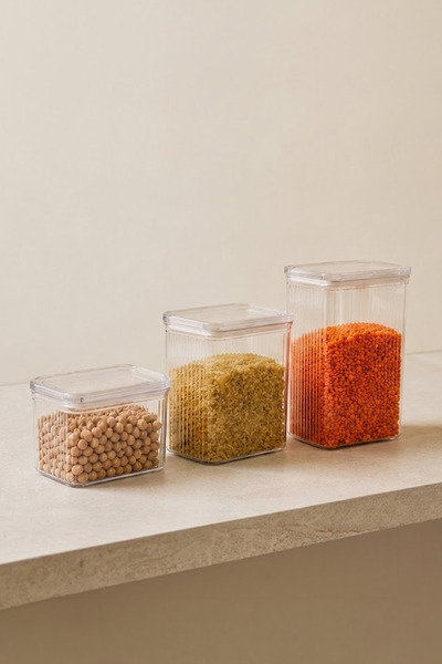 Kitchen Life 3-Piece Vacuum Jar Set with Labels for Tea, Coffee, Sugar (1X2.7...
