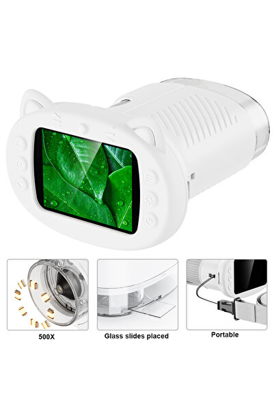 Choice1 White Kids Microscope 500x Science and Education Handheld Microscope ...