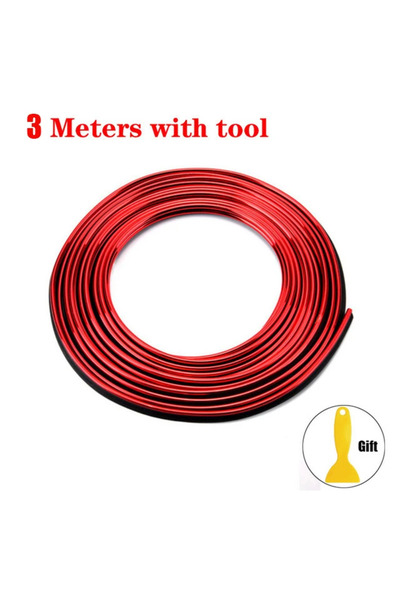 Choice6 3M red 1/2pcs Universal Car Moulding Decoration Flexible Strips 3M/1M...