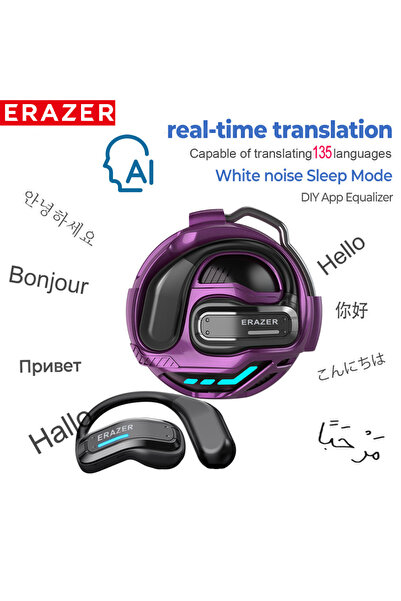 Choice1 سماعات أذن لاسلكية AI PURPLE ERAZER X8 مع مترجم ذكي، بلوتوث 5.4، للأل...