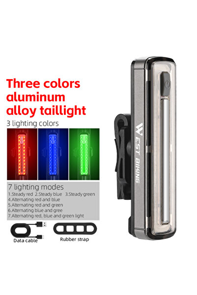 Choice 0701374 Silver WEST BIKING Colorful Bicycle Taillight Aluminum Alloy U...
