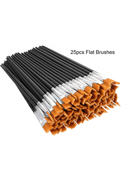 Choice1 25pcs Flat Flat And Round Paint Brushes Set,Pointed Flat Nylon Hair B...