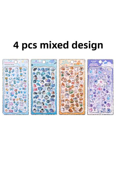 Choice1 4 قطع بتصميمات متنوعة، 1 قطعة/4 قطع، ملصقات كرتونية ثلاثية الأبعاد بت...