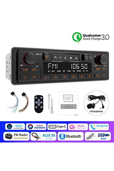 Choice راديو سيارة بتصميم كلاسيكي 1 دين مع مشغل MP3 وبلوتوث 5.1 ومدخل AUX ورا...