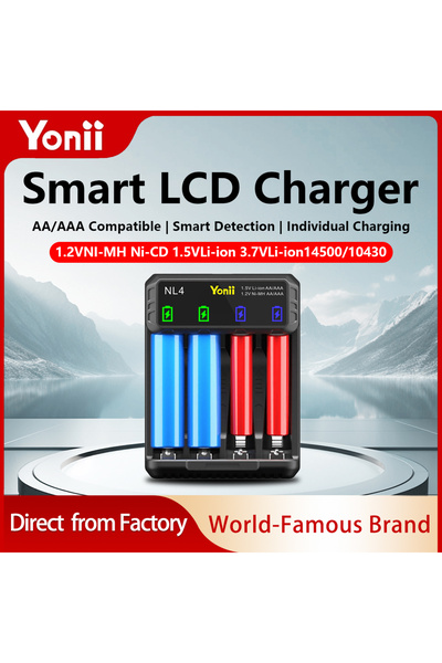Choice black LCD battery charger 4 slots support charging 1.5V lithium batter...