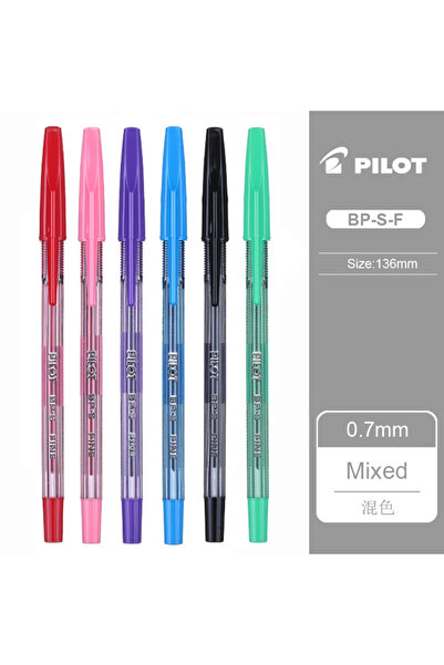 Choice6 مجموعة مختلطة من 6 أقلام حبر جاف يابانية ماركة PILOT طراز BP-S-F كلاس...