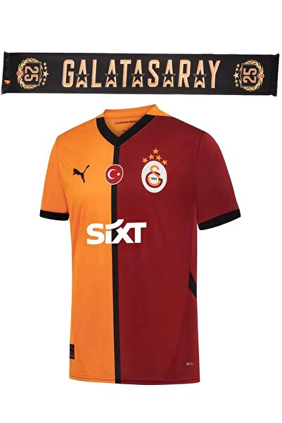 Galatasaray قميص رياضي أصلي مزين بقطع متنوعة 5 نجوم مع وشاح أسود كهدية