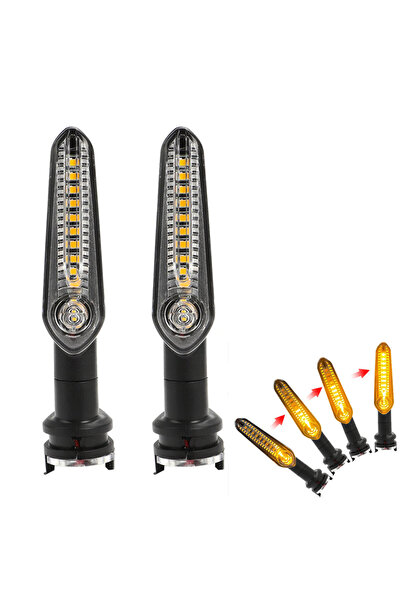 Choice1 2pcs Flowing Motorcycle LED Turn Signal Light Flowing Water Amber Fro...