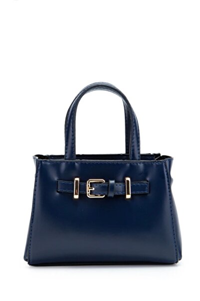 Mirel çanta Women's Buckle Detailed Hand and Shoulder Bag in Navy Blue