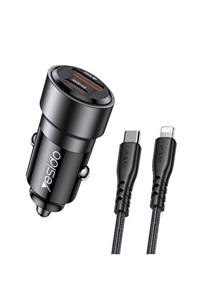 Yesido Φορτιστής Αυτοκινήτου Y54 USB-A + USB-C 60W με καλώδιο Type-C σε Light...