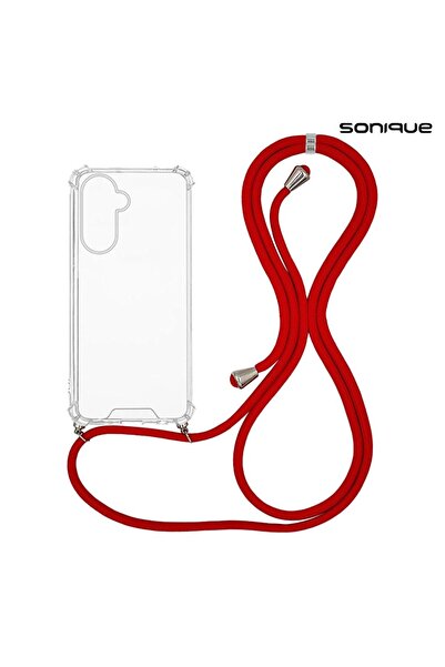 Sonique Θήκη Σιλικόνης με Κορδόνι Armor Clear Samsung Galaxy A56 5G Κόκκινο