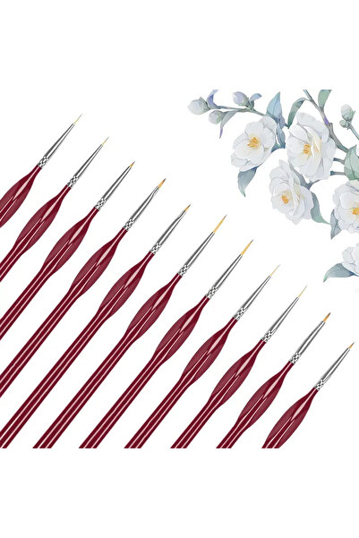 choice2 burgundy 11 pieces of fine detail brush set, durable miniature oil pa...